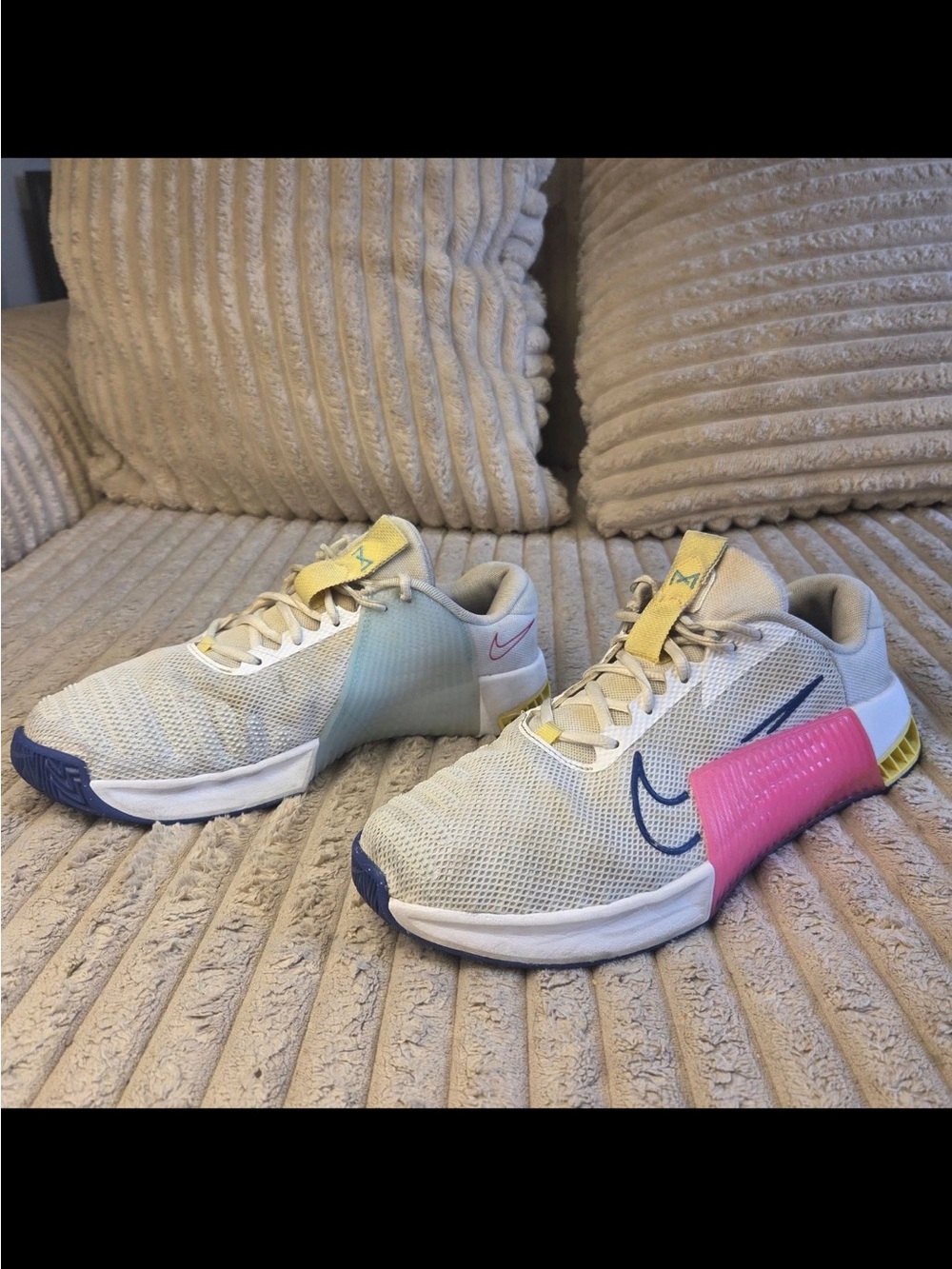 Nike Women's Training Shoes in Beige with Pink & Blue Accents - Picture 2 of 8